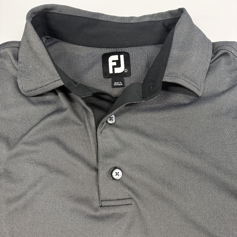 Footjoy Mens Size L Gray Solid 96% Polyester Short Sleeve Polo Shirt